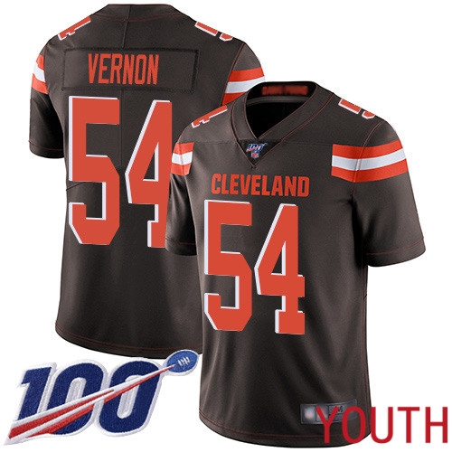 Cleveland Browns Olivier Vernon Youth Brown Limited Jersey #54 NFL Football Home 100th Season Vapor Untouchable